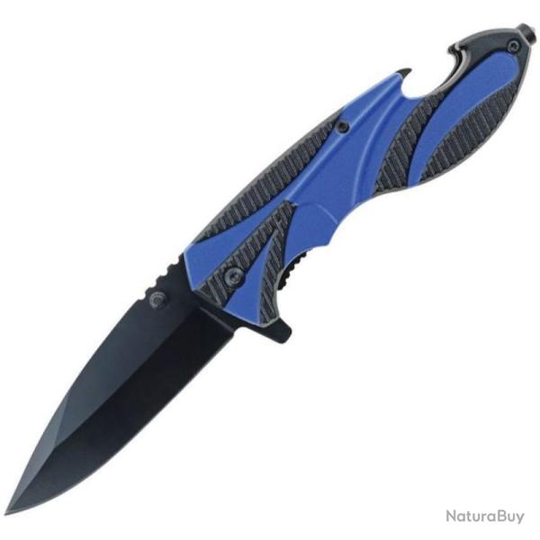 Couteau Pliant S-TEC T27014 Lame Inox Manche ABS Noir et Bleu Linerlock A/O STT27014BL
