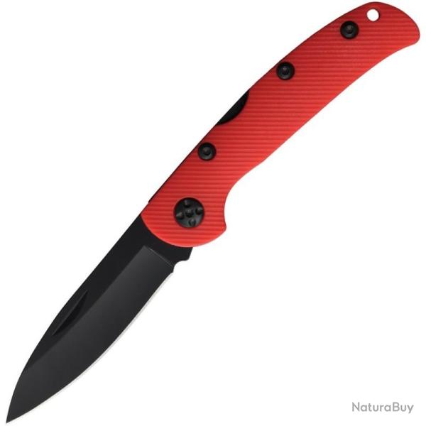 Couteau Pliant S-TEC T20320 Lame Inox Manche Synth�tique Rouge Lockback STT20320OR