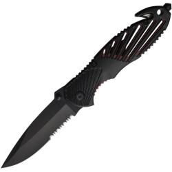 Couteau Pliant S-TEC T20318 Lame Inox Manche Aluminium Noir et Rouge Linerlock STT20318