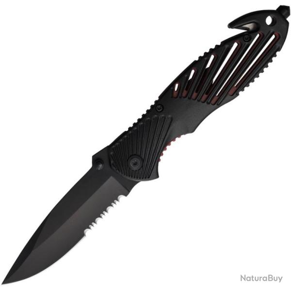 Couteau Pliant S-TEC T20318 Lame Inox Manche Aluminium Noir et Rouge Linerlock STT20318