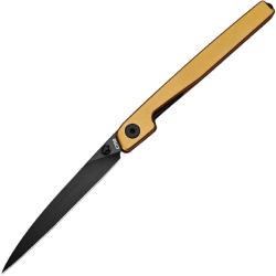 Couteau Pliant CJRB Lanky Lame Acier CPM S90V Manche Titane Dor&eacute; Linerlock J1965GGL