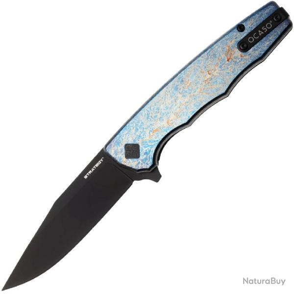 Couteau Pliant Ocaso Strategy Lame Acier CPM S35VN Manche Titane Bleu Anodis� Linerlock Ta�wan