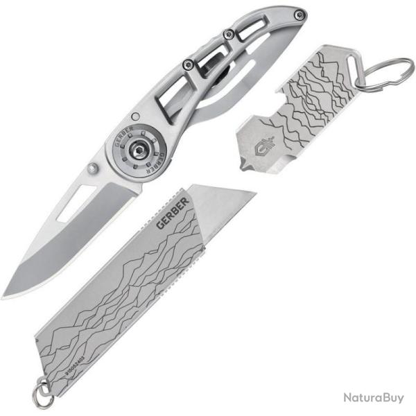 Couteau Pliant Gerber Ripstop I + EAB Mini + Shard DT Manche Acier Inoxydable Framelock G1078702