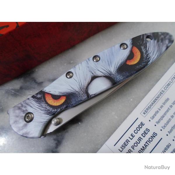 Couteau Kershaw Leek Angry Hawk Lame Acier 14C28N Manche Aluminium Liner Lock USA KS1660HAWK