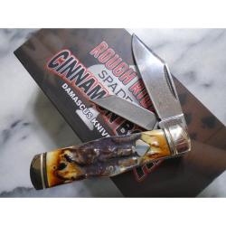 Couteau Rough Rider Coke Bottle Cinnamon 2 Lames Acier Damas Manche Os Cannelle RR2527