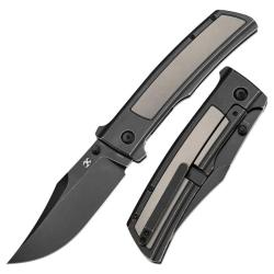 Couteau Kansept Bison Lame Acier CPM-S35VN Manche Titane Noir Gris Frame Lock K1108B1