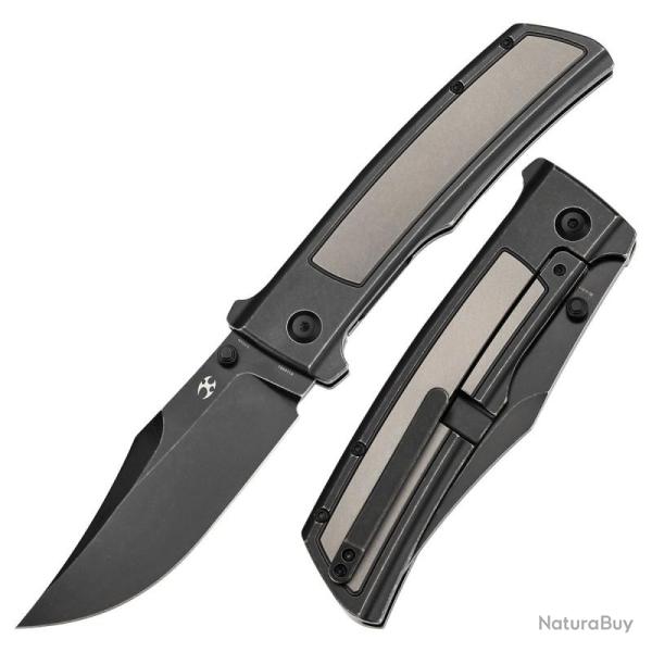 Couteau Kansept Bison Lame Acier CPM-S35VN Manche Titane Noir Gris Frame Lock K1108B1