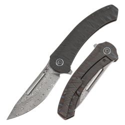 Couteau Kansept Hira Lame Damas Manche Titane Flamm&eacute; Frame Lock K1090A5