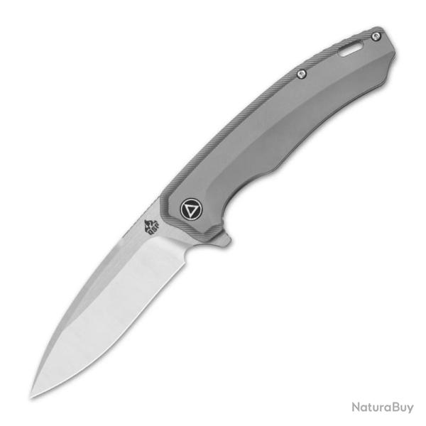 Couteau QSP Woodpecker Lame Acier M390 Manche Titane Gris Frame Lock QS116A