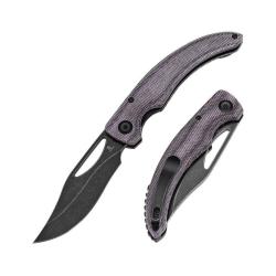 Couteau Tenable Gideon Lame Acier Nitro-V Manche Micarta Violet Liner Lock T1119A4