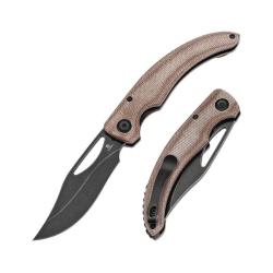 Couteau Tenable Gideon Lame Acier Nitro-V Manche Micarta Marron Liner Lock T1119A2