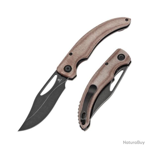 Couteau Tenable Gideon Lame Acier Nitro-V Manche Micarta Marron Liner Lock T1119A2