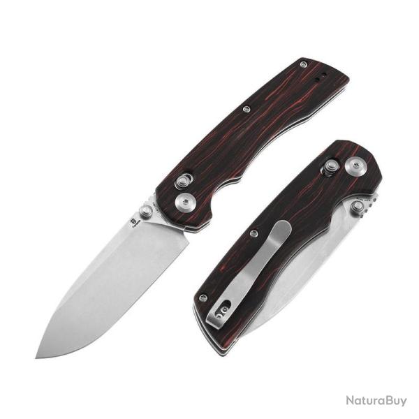 Couteau Tenable Kryo Lame Acier 14C28N Manche G-Mascus Rouge Noir Crossbar Lock T1001V11