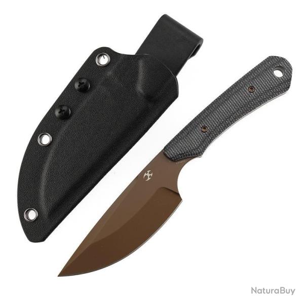Couteau Fixe Kansept Flank Lame Acier D2 Manche Micarta Noir �tui Kydex KG006A3