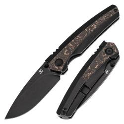 Couteau Kansept Raven Lame Acier CPM-20CV Manche Titane Carbone Cuivre Frame Lock K2109A3