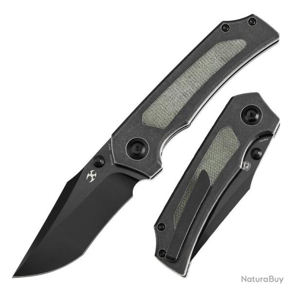 Couteau Kansept Fermi Lame Acier CPM-20CV Manche Titane Micarta Vert Liner Lock K1122A1