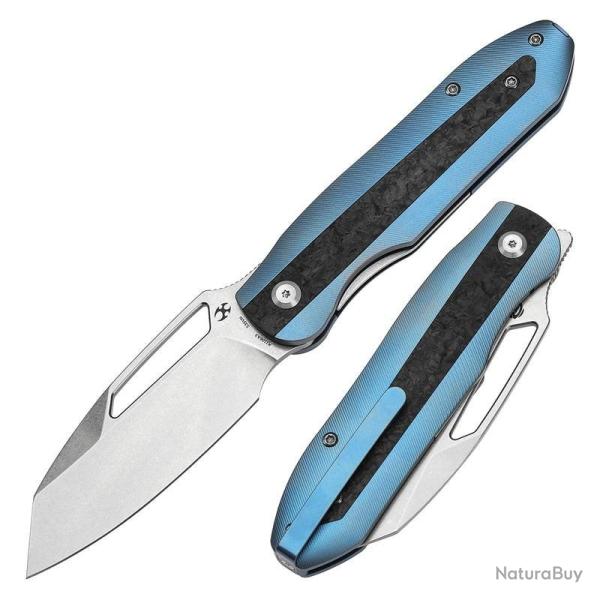 Couteau Kansept Thunderhead Lame Acier CPM S35VN Manche Titane Bleu Carbone Frame Lock K1106A3