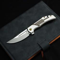 Couteau Kansept Orion Lame Acier CPM S35VN Manche Titane Bronze Frame Lock K1089B3