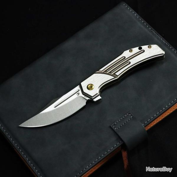 Couteau Kansept Orion Lame Acier CPM S35VN Manche Titane Bronze Frame Lock K1089B3
