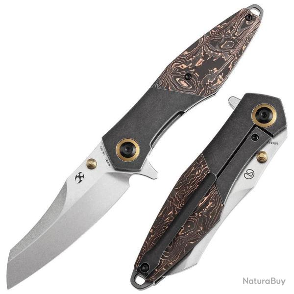 Couteau Kansept Mistaken Lame Acier CPM-20CV Manche Titane Carbone Cuivre Frame Lock K1053A1