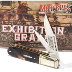 Couteau Marbles Barlow Brown Checkered 2 Lames Acier Inoxydable Manche Os Brun MR684