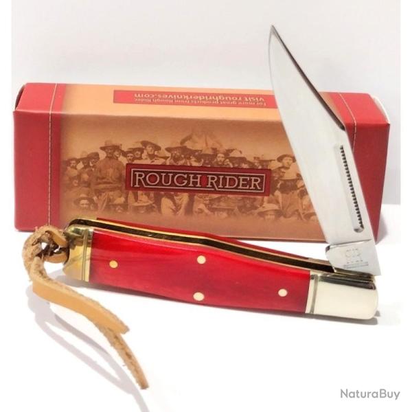 Couteau Rough Rider Small Coke Bottle Lame Acier Inoxydable Manche Os Rouge RR2764