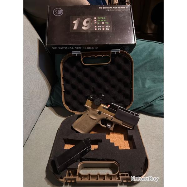 WE - R�plique Pistolet Airsoft G19 Gen 5 GBB Gaz - 0,9 Joule - TAN
