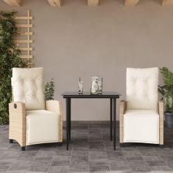 Ensemble &agrave; manger de jardin et coussins 3 pcs Beige poly rotin