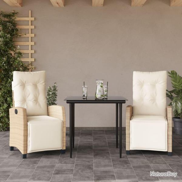 Ensemble � manger de jardin et coussins 3 pcs Beige poly rotin