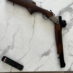Fusil superpos&eacute; cal 20 Manuchasse  A tac battue slug en tr&egrave;s bon &eacute;tat, vendu sans le point rouge,