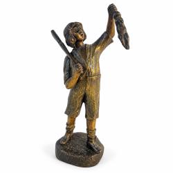 L'ouverture de la chasse jeune chasseur bronz&eacute; polychrome 22 cm