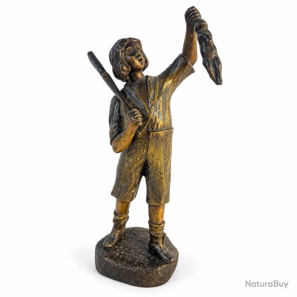 L'ouverture de la chasse jeune chasseur bronz� polychrome 22 cm