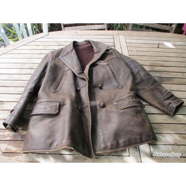 veste  cuir francais porte par un resistant ww2