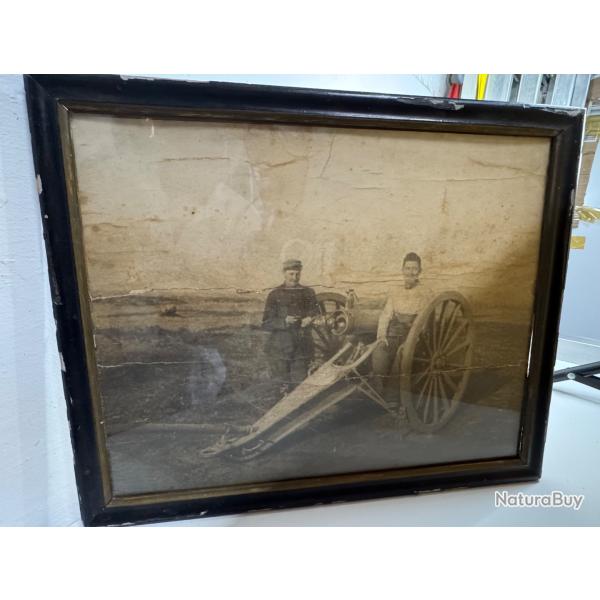 GRANDE PHOTO GUERRE 14/18 SOLDATS ET CANON DE 75MM