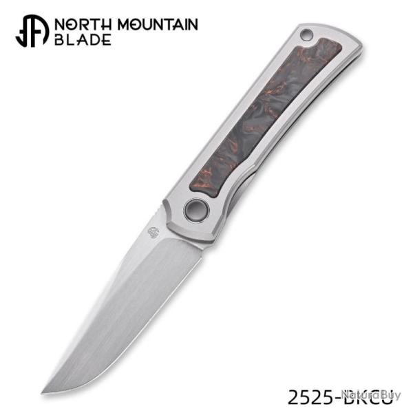 Couteau North Mountain Blade Sun Mini Lame Acier M390 Manche Titane Carbone Noir Framelock