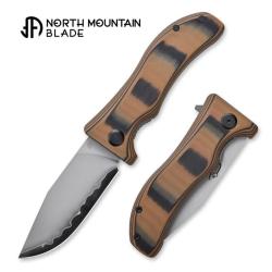 Couteau North Mountain Blade Lucky Dog Lame Acier SLD-Magic Manche G10 Noir Beige Linerlock