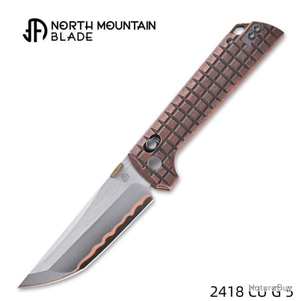 Couteau North Mountain Blade Chop Lame Cuivre 5 Couches Manche Cuivre Grille Crossbar Lock
