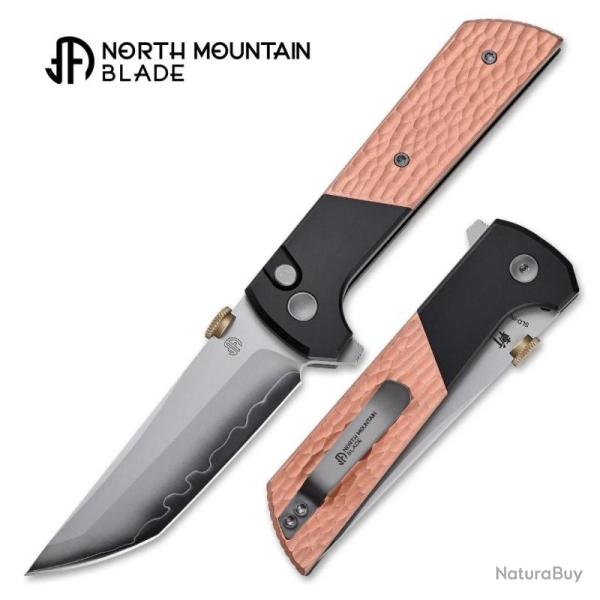 Couteau North Mountain Blade Chop 2 Lame Coeur Cuivre Manche Aluminium Marteau Button Lock
