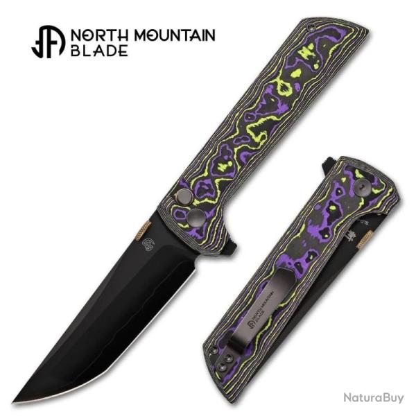 Couteau North Mountain Blade Chop 2 Lame Acier SLD-Magic DLC Manche Carbone Joker Button Lock
