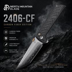 Couteau North Mountain Blade Chop 2 Lame Acier SLD-Magic Manche Carbone Button Lock NMB2406C