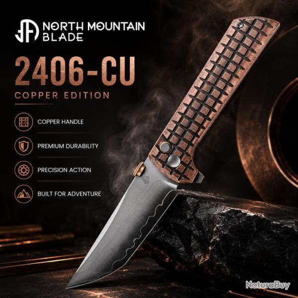 Couteau North Mountain Blade Chop2 Lame Acier SLD-Magic Manche Cuivre Button Lock NMB2406CUG