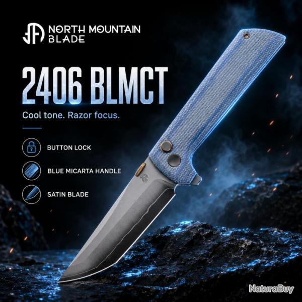 Couteau North Mountain Blade Chop2 Lame Acier SLD-Magic Manche Micarta Button Lock NMB2406BLMCT