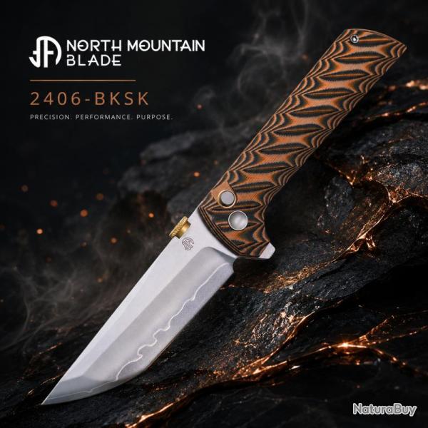 Couteau North Mountain Blade Chop2 Lame Acier SLD-Magic Manche G10 Button Lock NMB2406BKSK