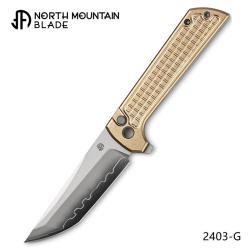 Couteau Pliant North Mountain Blade Chop 2 Lame Acier SLD-Magic Tanto Manche Bronze Grid NMB2403A
