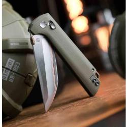 Couteau North Mountain Blade Chop Lame Acier Damas Cuivre Manche G10 Green Crossbar Lock NMB2418GR5