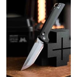 Couteau North Mountain Blade Chop Lame Acier SLD/Copper Damas Manche G10 Noir Crossbar Lock