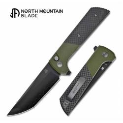 Couteau North Mountain Blade Chop 2 Lame Acier SLD-Magic DLC Manche Alu Vert/FCarbone Buttonlock