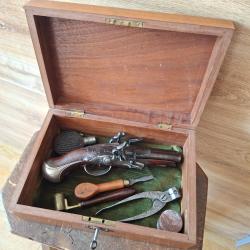 pistolet a silex double canons sign&eacute; BLANCHAR a paris