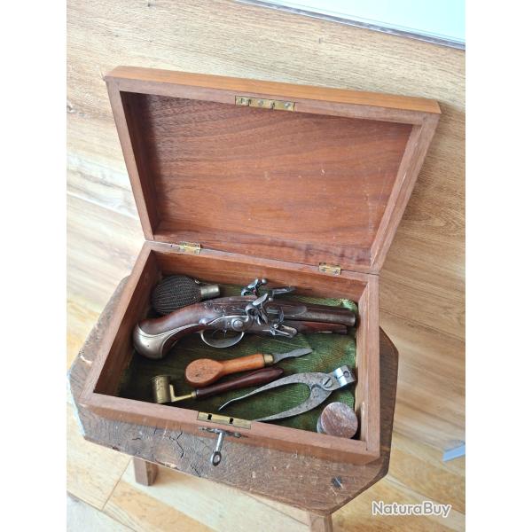 pistolet a silex double canons sign� BLANCHAR a paris