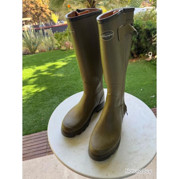 Bottes LE CHAMEAU VERT VIERZON 42 doubl� cuir mollet 41 fermeture glissi�re sur toute la hauteur